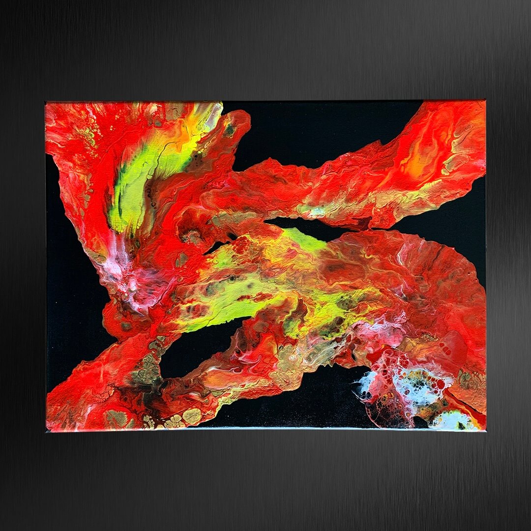 Tableau abstrait vibratoire Le Lien Sacré - n°21 - Œuvre personnalisée d'Anna Grosfort, traduction picturale de la connexion énergétique avec un animal, vivant ou décédé