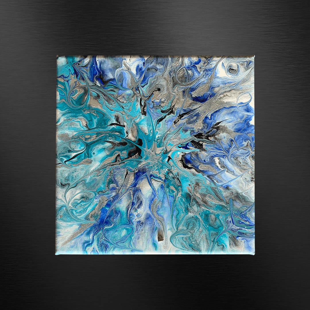 Tableau abstrait vibratoire Le Lien Sacré - n°37 - Œuvre personnalisée d'Anna Grosfort, traduction picturale de la connexion énergétique avec un animal, vivant ou décédé